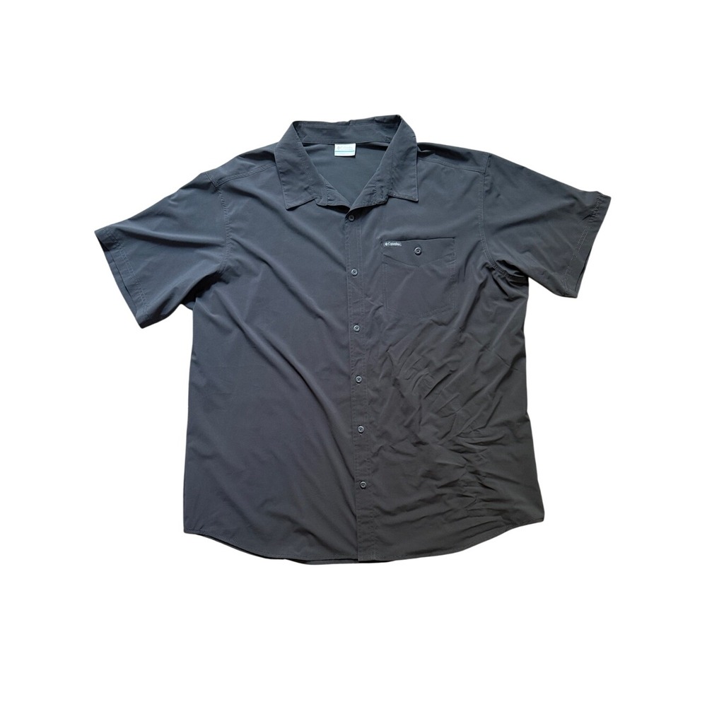 Columbia Mens‎ Charcoal Gray Short Sleeve Button Down Utility Shirt XXL Gorpcore